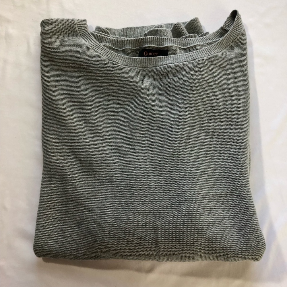 Quince lightweight cotton cashmere link stitch dolman sweater Heather grey XL - Picture 11 of 11